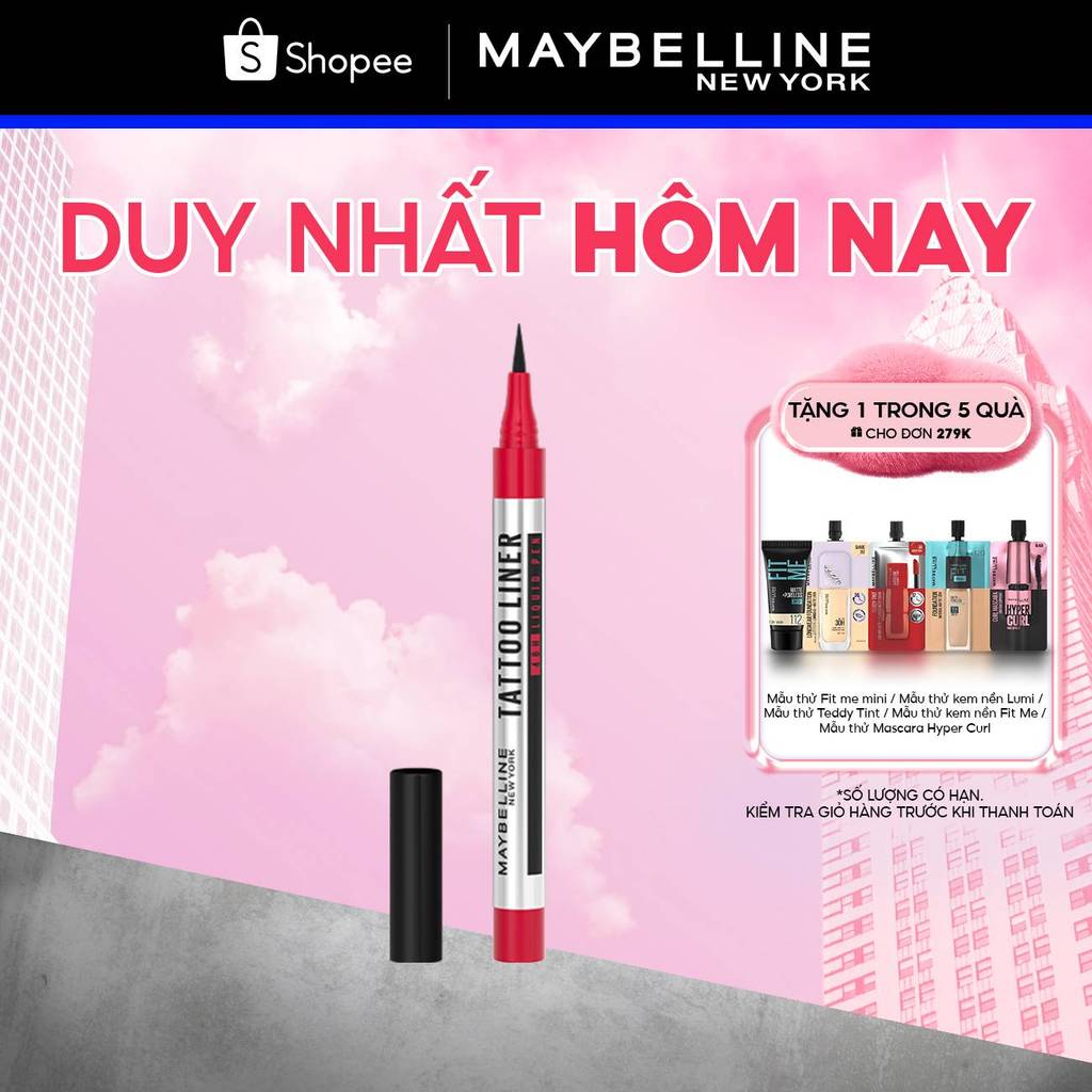 Bút Kẻ Mắt Nước Đen 48H Đậm Màu Bền Màu Không Lem Không Trôi Maybelline New York Tattoo 48h Liquid P