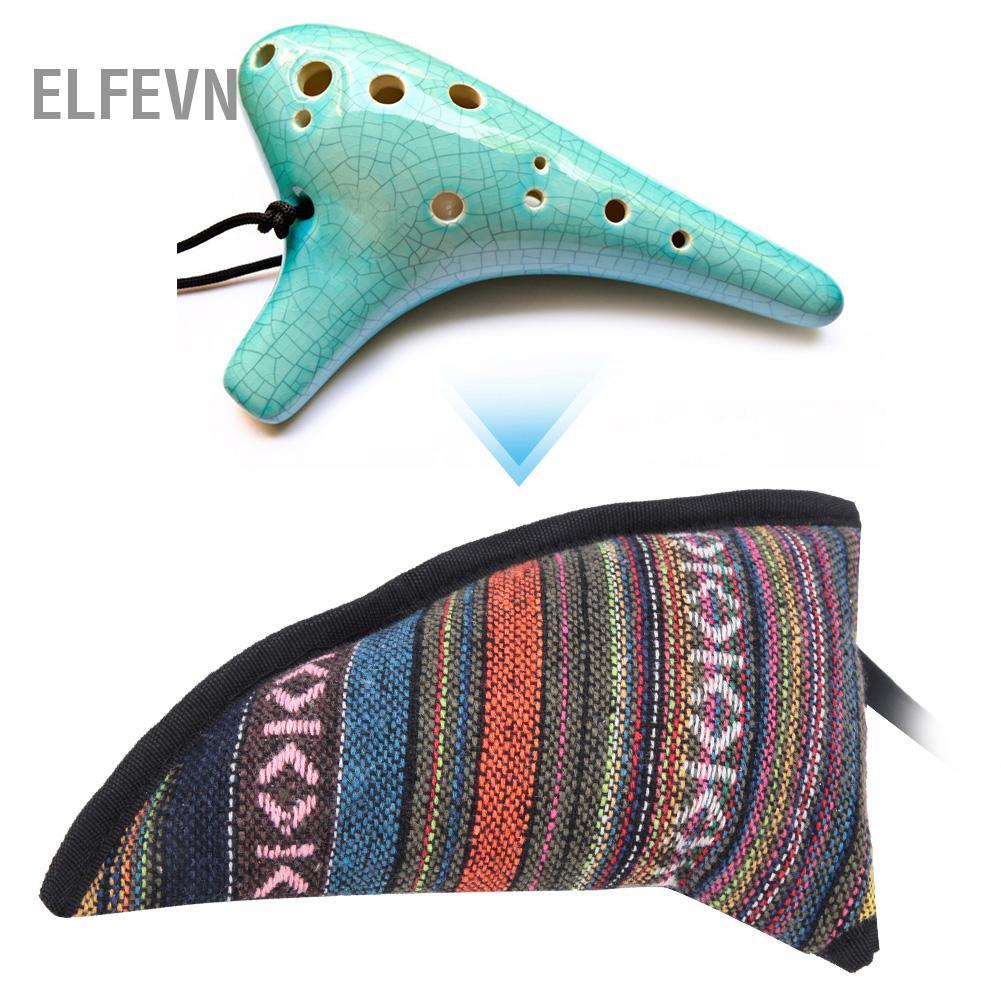 Elfevn Elfevn ACAGALA Nhỏ Mini Chống Nước Di Động 12 Lỗ Ocarina Mang Theo Bò Hình Sừng Túi Bảo Quản
