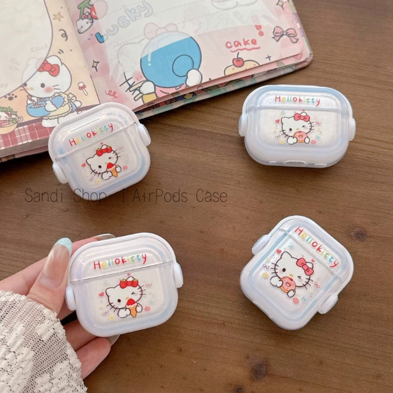 Hộp đựng kem Hello Kitty dễ thương AirPods Pro3 Vỏ AirPods 4 / 4anc Vỏ cho AirPods 1 / 2 / 3 / 4 / 4
