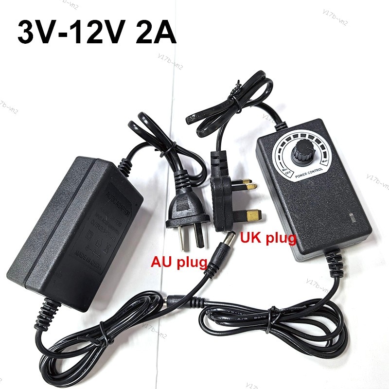 Phích cắm AU Vương quốc Anh 3V – 12V 5V 9v 12v 2A AC sang DC Bộ sạc nguồn có thể điều chỉnh 3V – 12V