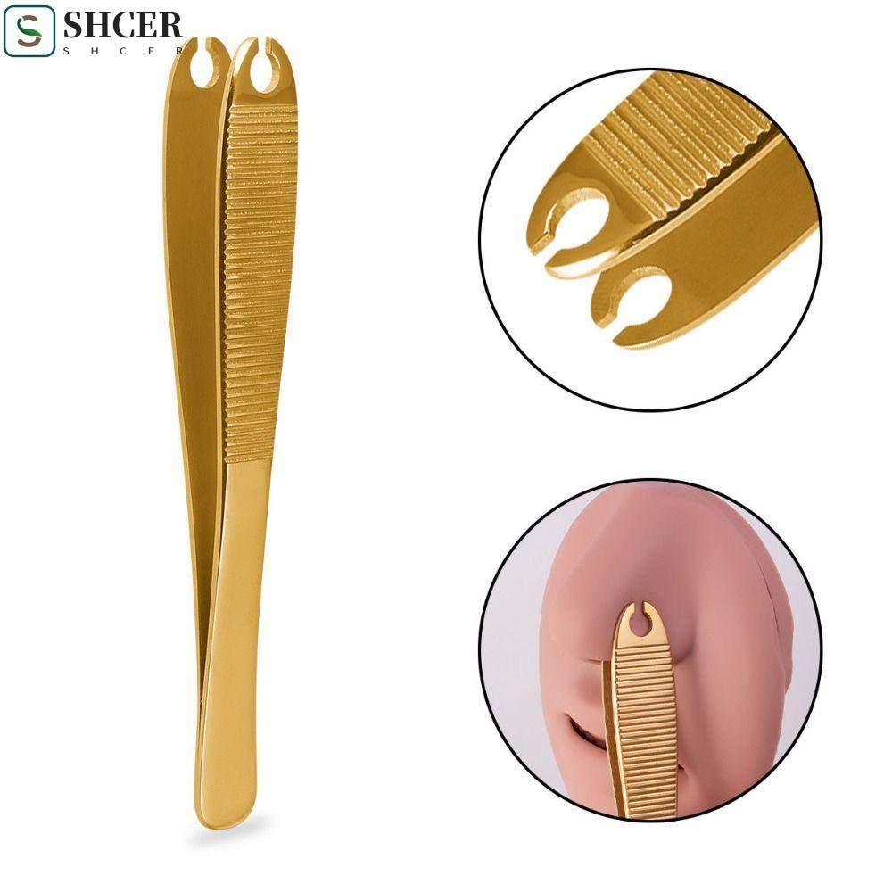 ASHCER Body Piercing Tool, Thép không gỉ Septum Piercing Tool Da Forceps, Micro Ear Stud Cather Gaug