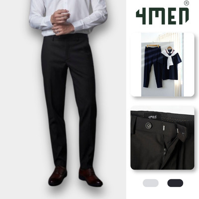 Quần tây nam trơn 4MEN QT031 form slimfit tôn dáng, vải rayon cao cấp hạn chế nhăn, mềm mịn, co giãn
