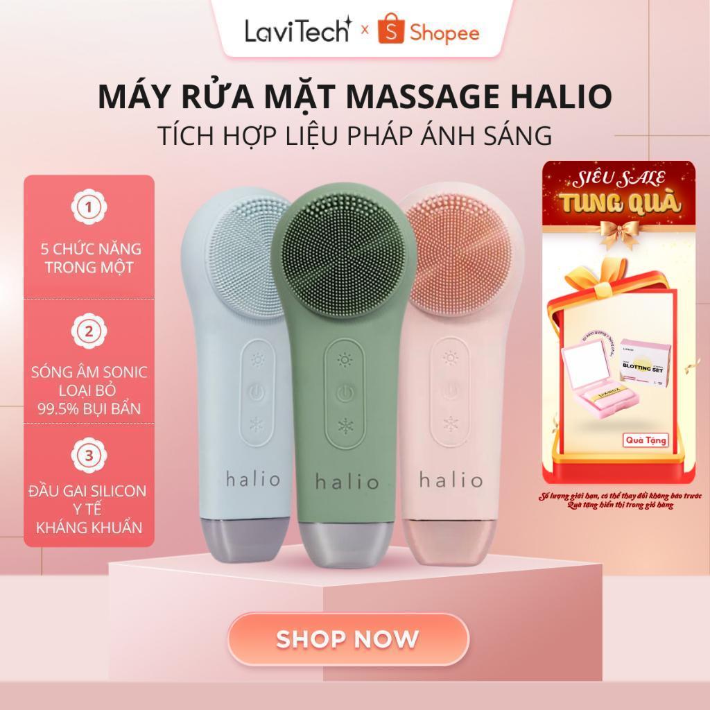 [KÈM ĐẾ] Máy rửa mặt tích hợp ánh sáng và nhiệt Halio, Ice Blue, ánh sáng đỏ/xanh| Bảo hành 24 tháng