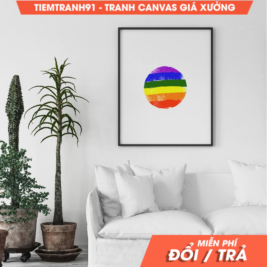 Tranh treo tường, Pride, wall art, LGBT rainbow colors circle, modern art, poster, pride flag pictur