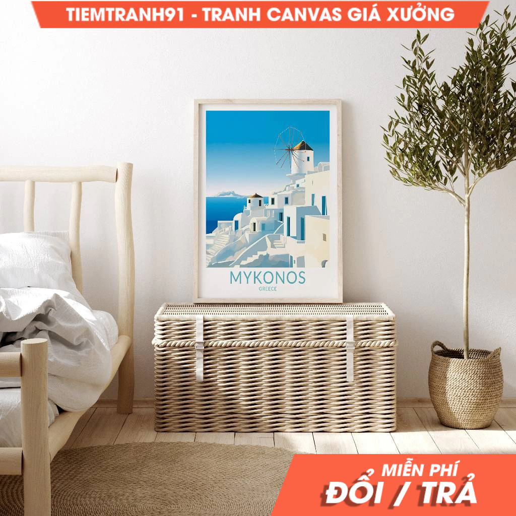 Tranh treo tường, Mykonos Mediterranean Sea Greece Travel, Mykonos Travel Art Wall Decor, Greece Hom