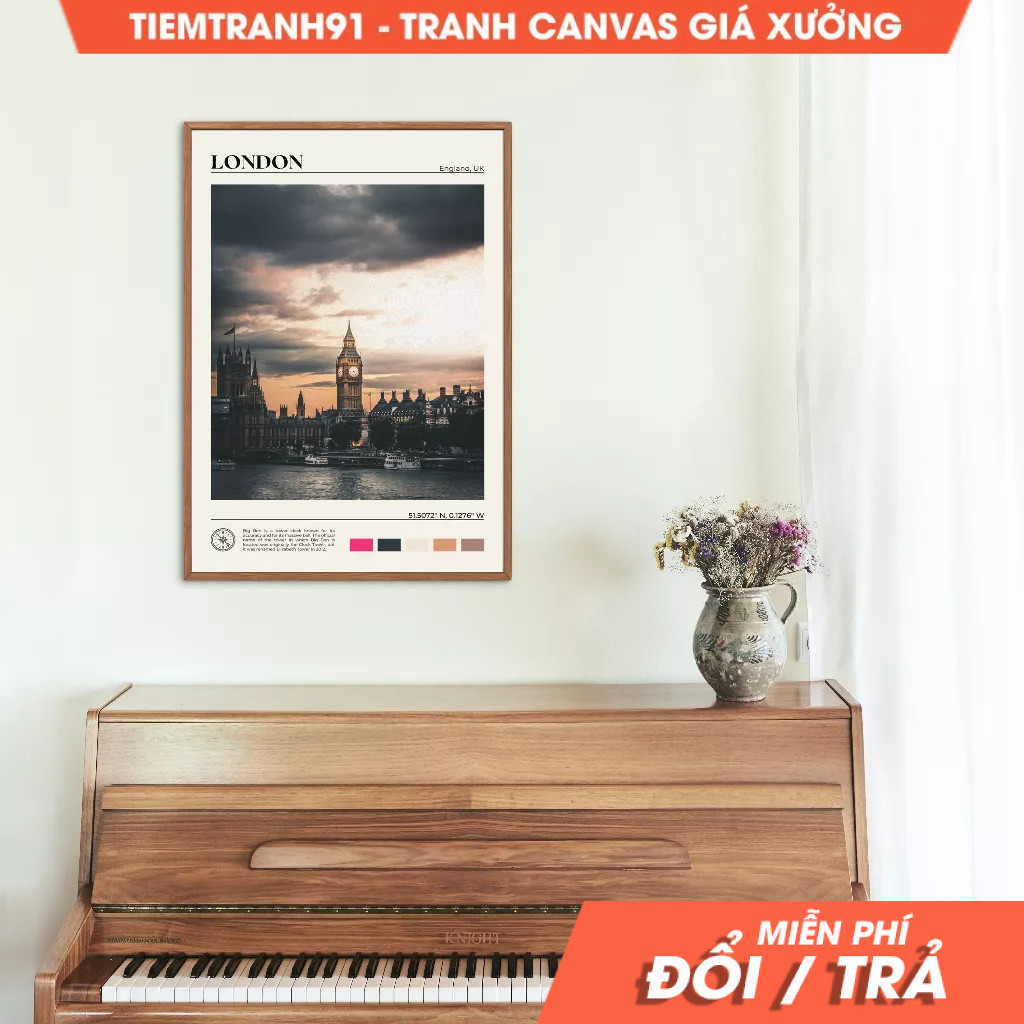Tranh treo tường, Oil Paint, London Wall Art, London Poster, London Photo, London Wall Decor, Englan