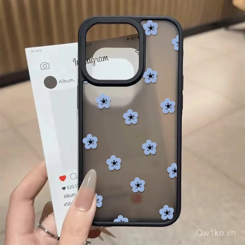 Vỏ Cứng Chống Trầy Xước Ốp Lưng Điện Thoại Gió Toàn Màn Hình Hoa Xanh Tương Thích iPhone 17 16 15 12