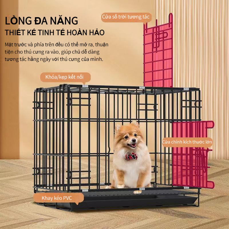Chuồng/lồng thú cưng cao cấp cho chó, mèo (Poodle, Corgi…), phù hợp nhiều kích thước, khu vệ sinh tá