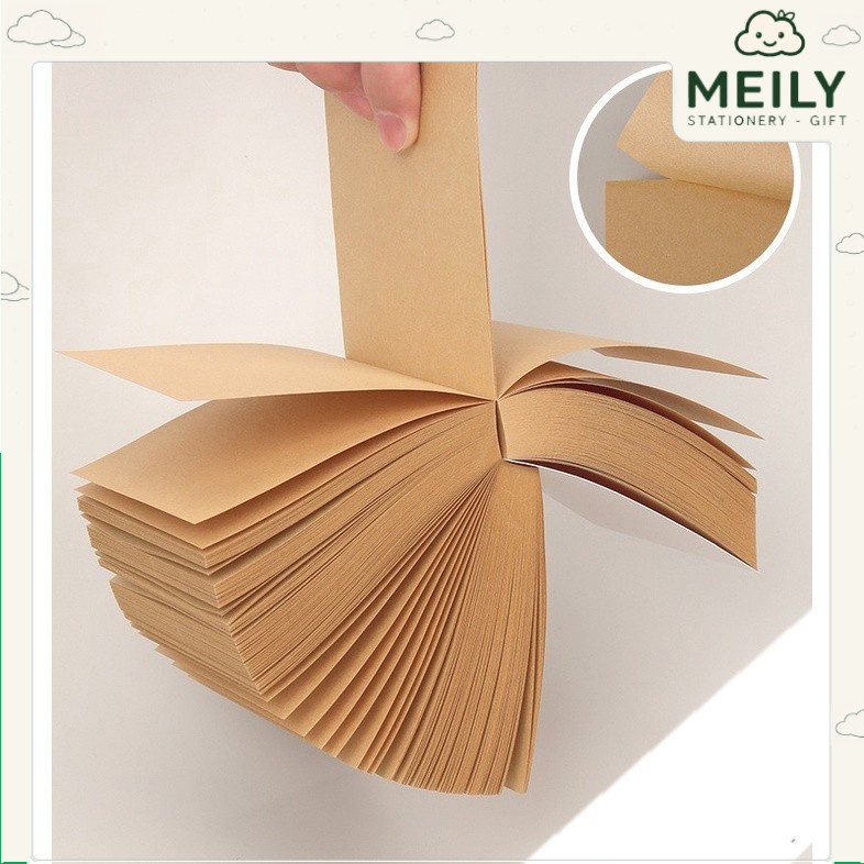 Set 400 tờ note giấy ghi chú màu kraft trơn tiện lợi đơn giản ghi chép trang trí VPP MEILY