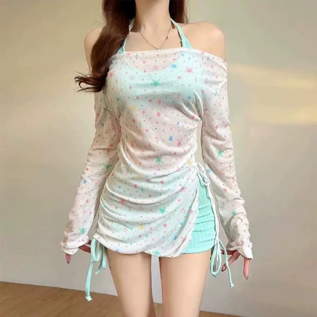 Bộ Đồ Bơi Nữ Mới (3 Món) Áo Khoác Ngoài Dài Tay Thời Trang Chống Nắng Bộ Bikini Quần Short Kiểu Nghỉ Dưỡng 647 | BigBuy360 - bigbuy360.vn