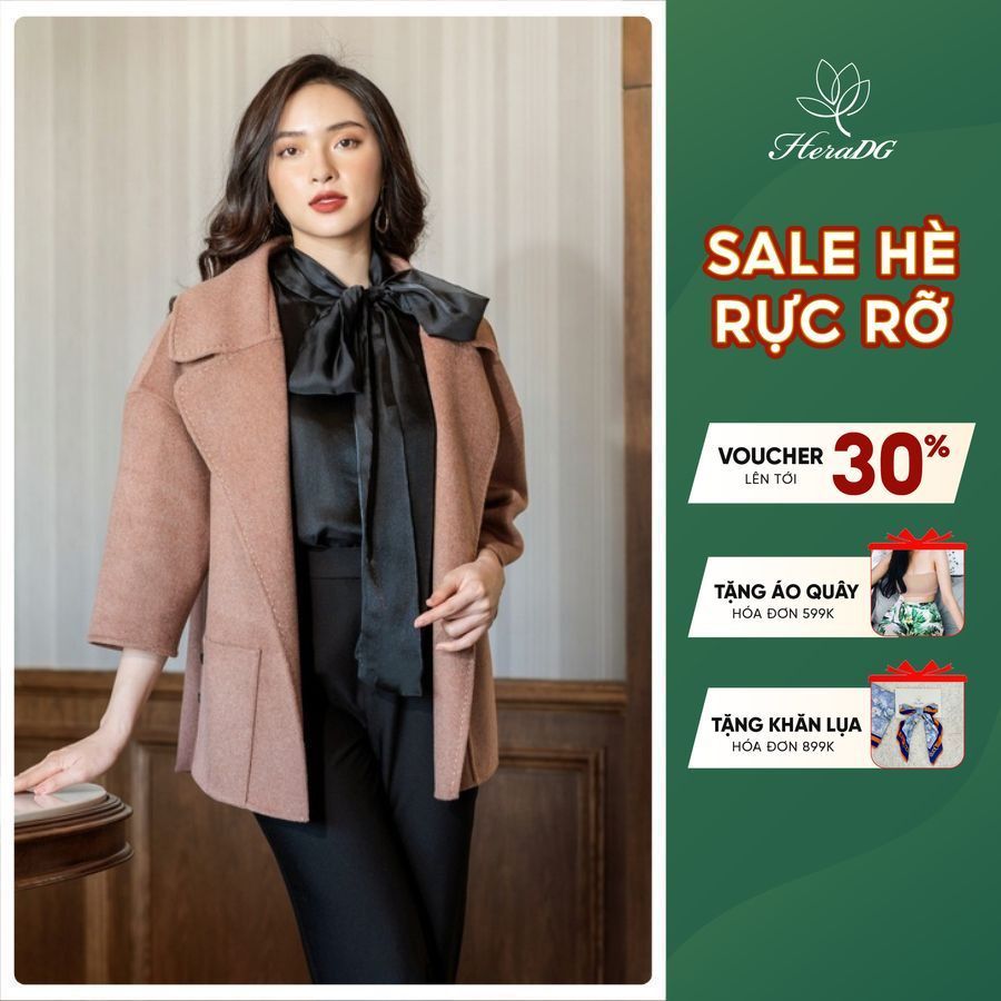 Áo dạ khâu tay nữ dáng lửng HeraDG - WKH20002