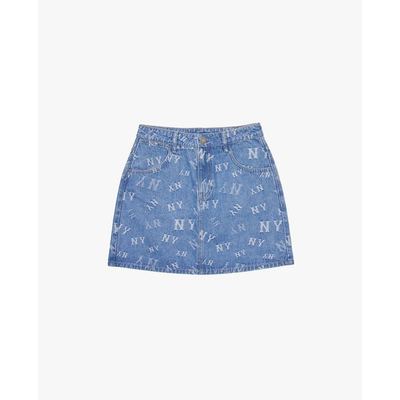 MLB - Chân váy denim mini họa tiết monogram_3FDSM0244-50INS