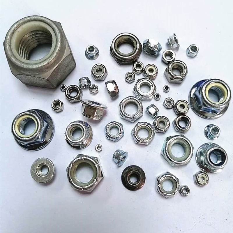 Đai ốc khóa chống mất nhúng DIN980 Ni Cap M2 3 / 8 Nylon mỏng chống mất hình lục giác mặt bích khóa 