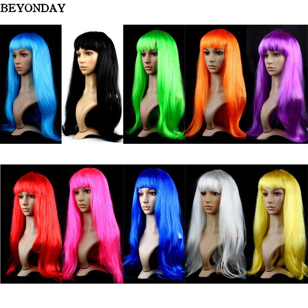 BEYONDAY Dài Thẳng Tóc Giả Hóa Trang Thời Trang Tóc Dày Quần Áo Nữ Điểm Giữa Dazzle Tóc Dài