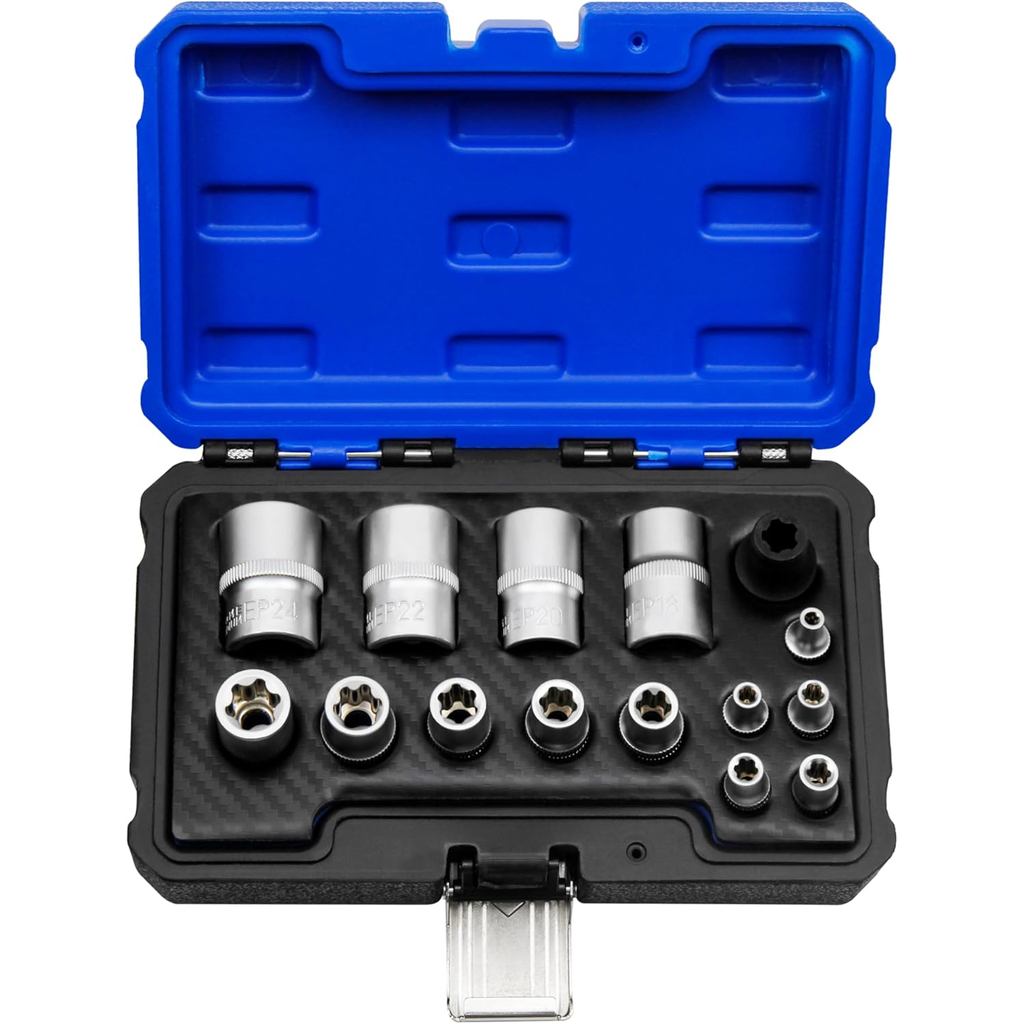 Bộ ổ cắm Torx Plus 15 PC Tương thích với Tesla, Ổ cắm EP 6 điểm EP4, EP5, EP6, EP7, EP8, EP10, EP11,