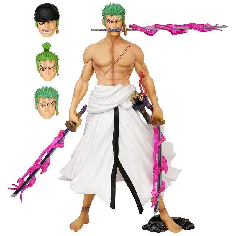 R7VY One Piece figure with dual swords, 2D model ornament, anime figure factory