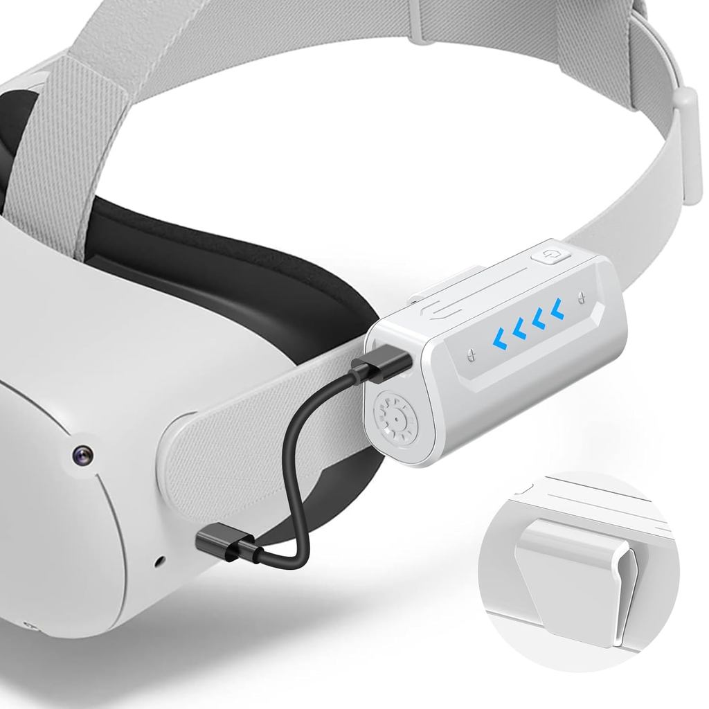 Bộ pin 5000mAh cho Meta Quest 2 / 3 / 3S, Phụ kiện sạc pin VR mở rộng nhẹ cho Meta Oculus Quest 2 / 