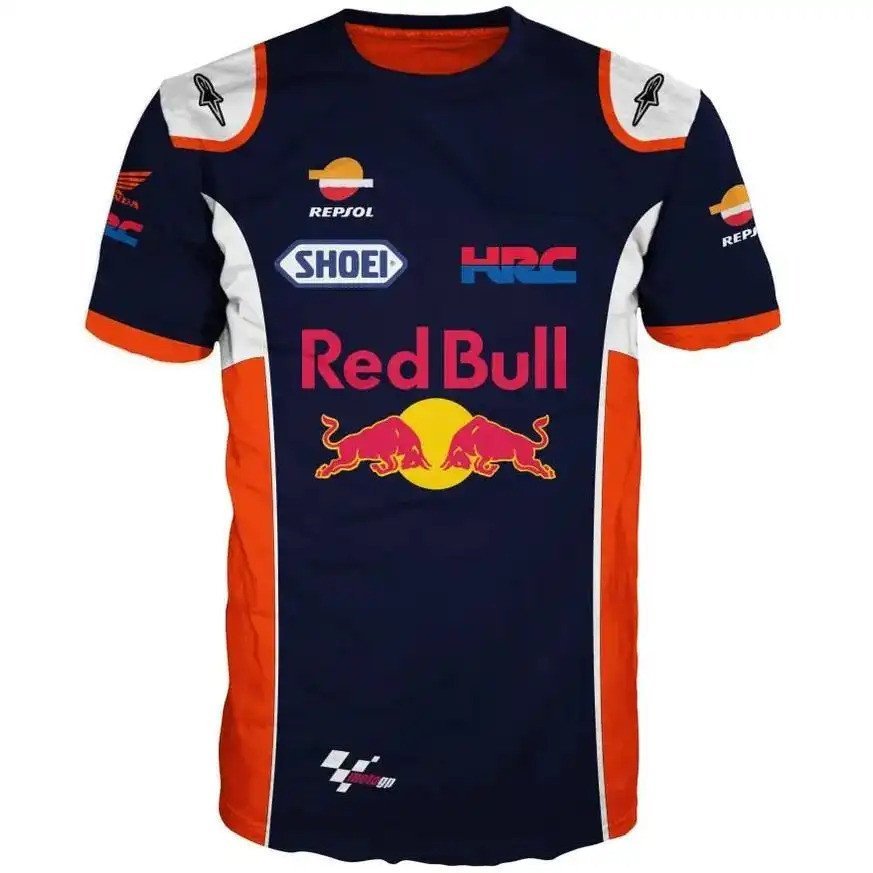 Áo thun Red Bull, Bộ đồ đua xe, Đồ thể thao sợi nhỏ, Quần áo in 3D, Unisex, Áo thun đua Red Bull JQN