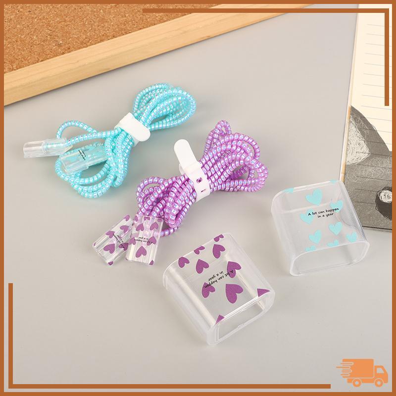 Giá đỡ tấm bảo vệ cáp USB US Charger Protector Cover Love Heart Style Protection Data Line Spiral Ch