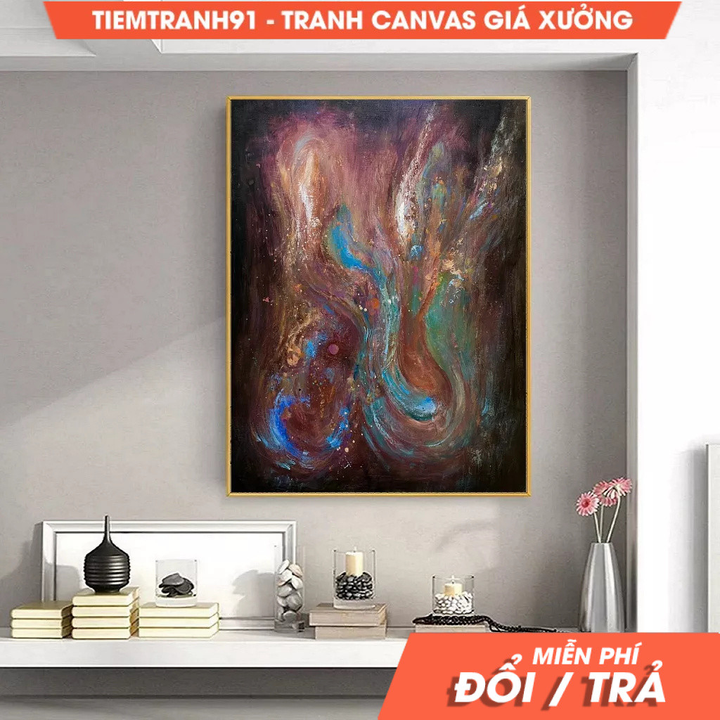 Tranh treo tường, Original Abstract Painting Purple Abstract Painting Green Abstract Painting Blue A
