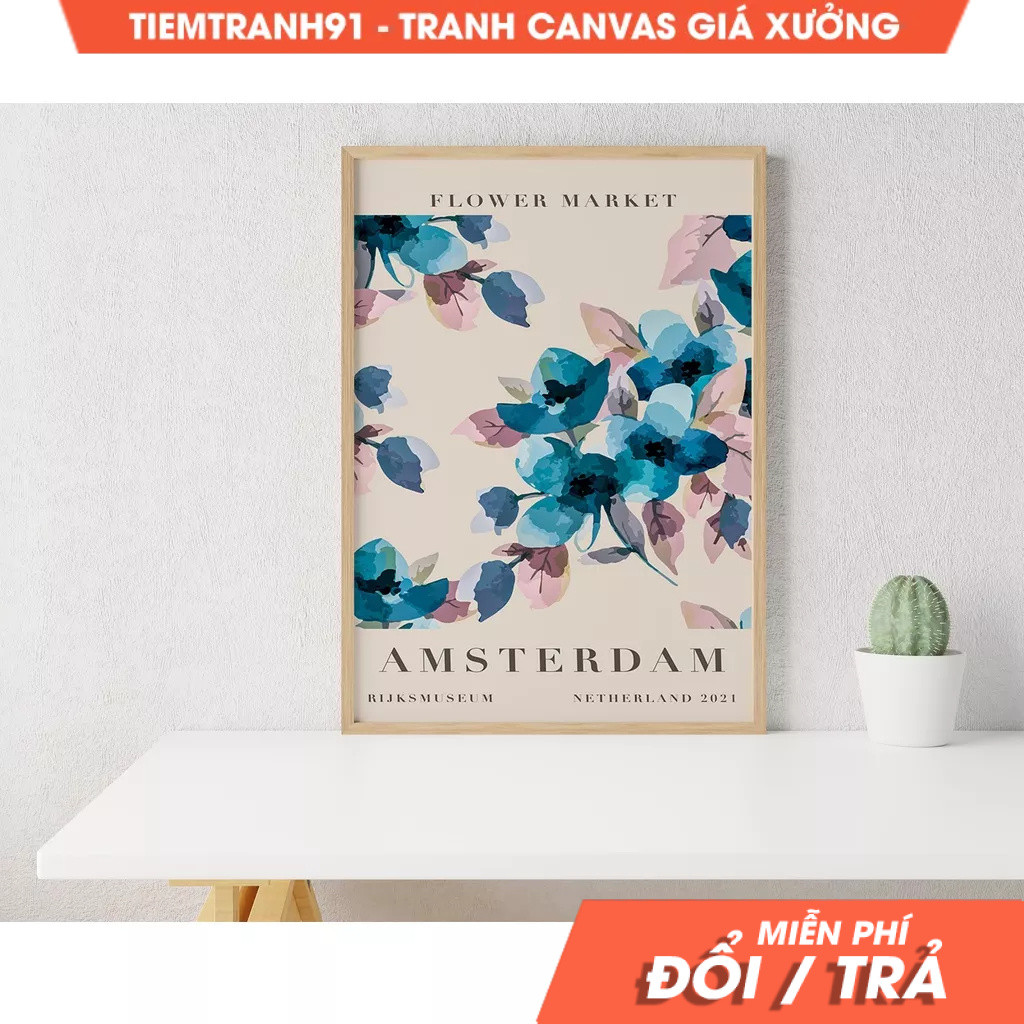 Tranh treo tường, Flower Market, Amsterdam Flower Market, Amsterdam Flower Art, Amsterdam Poster, Am
