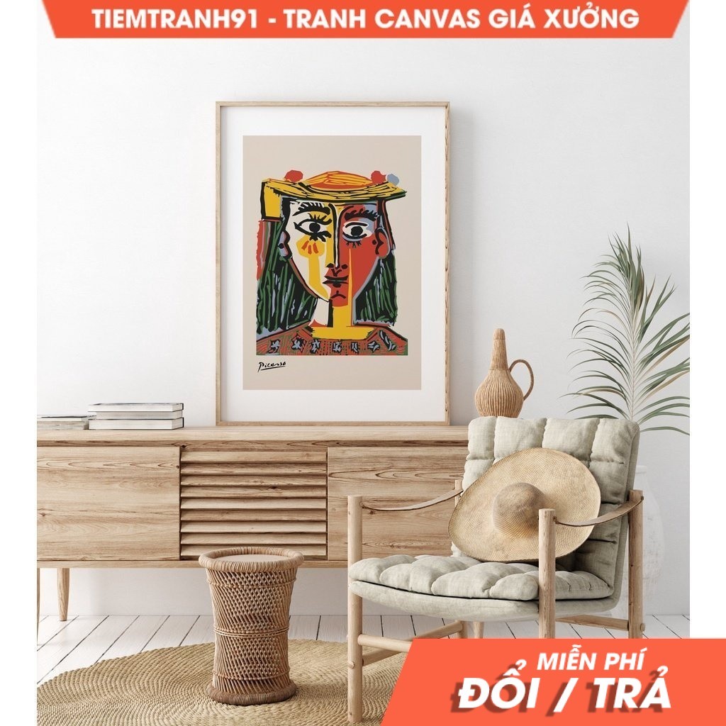 Tranh treo tường Pablo Picasso Woman in Hat,Picasso Woman Art, Picasso Exhibition Poster, Abstract A