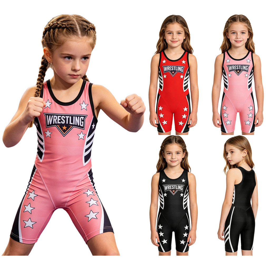 Vxuxlje Trẻ Em Bé Gái Đấu Vật Vòng Cổ Không Tay In Áo Liền Quần Thanh Niên Full coverage Singlet Cho