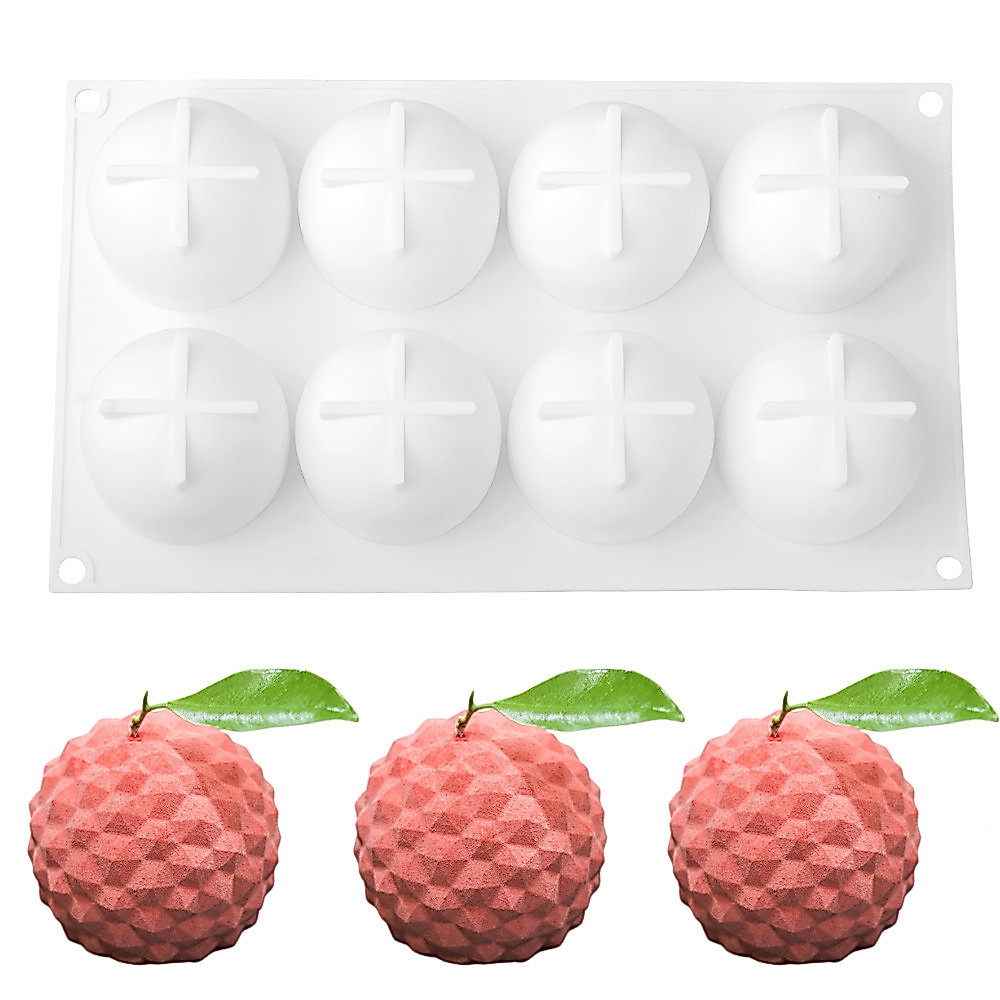 Ba Chiều Lychee Khuôn 8-Continuous Lychee Silicone Mousse Bánh Khuôn Trái Cây Mousse Khuôn Tráng Miệ