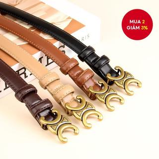 Thời Trang Bốn Mùa Thắt Lưng Nữ Nhẫn Đôi Chữ C Khóa Đen Nâu Nhiều Màu