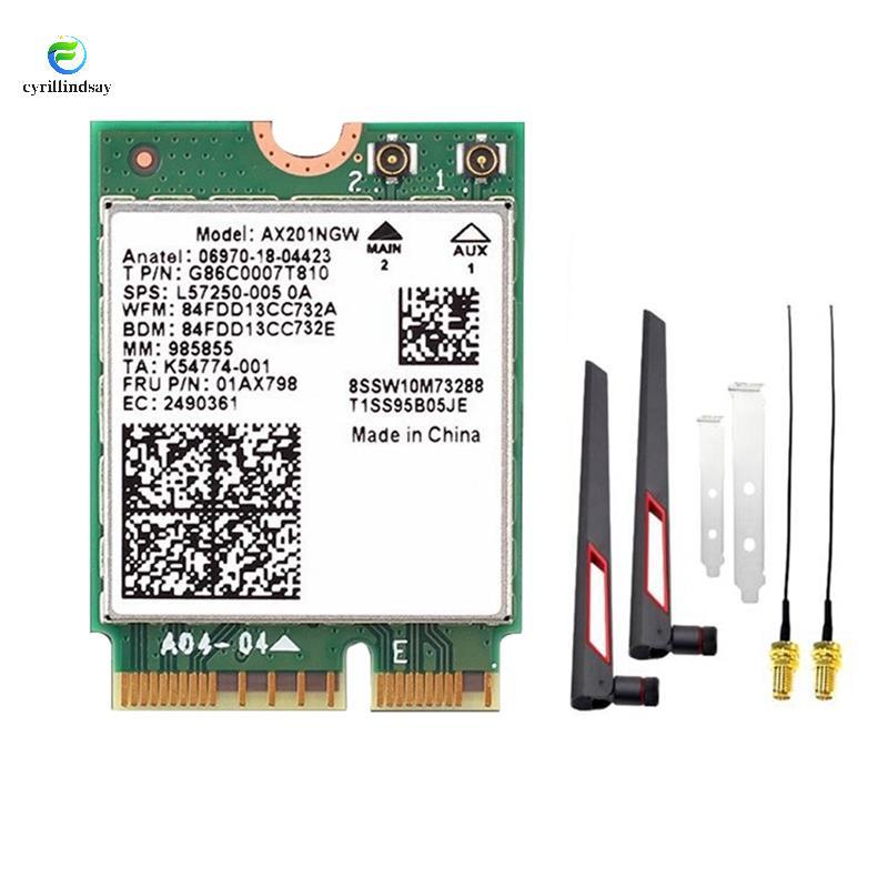 AX201NGW Thẻ WiFi Wi-Fi 6 2974Mbps 2.4Ghz / 5Ghz 10DB Ăng-ten BT5.2 Bộ chuyển đổi thẻ mạng không dây