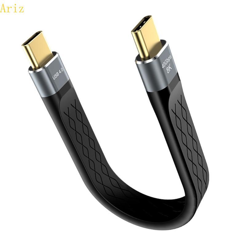 Cáp USB4 ngắn Arizo 5 Dây phẳng 9 inch Tốc độ 40Gbps 240W Giao hàng điện cho điện thoại SSD ngoài eG