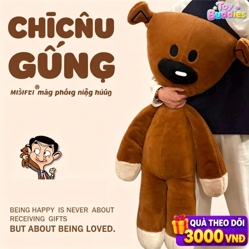 Đồ chơi nhồi bông Mr. Bean cỡ lớn, gấu bông Mr. Bean, món quà dành cho bạn gái