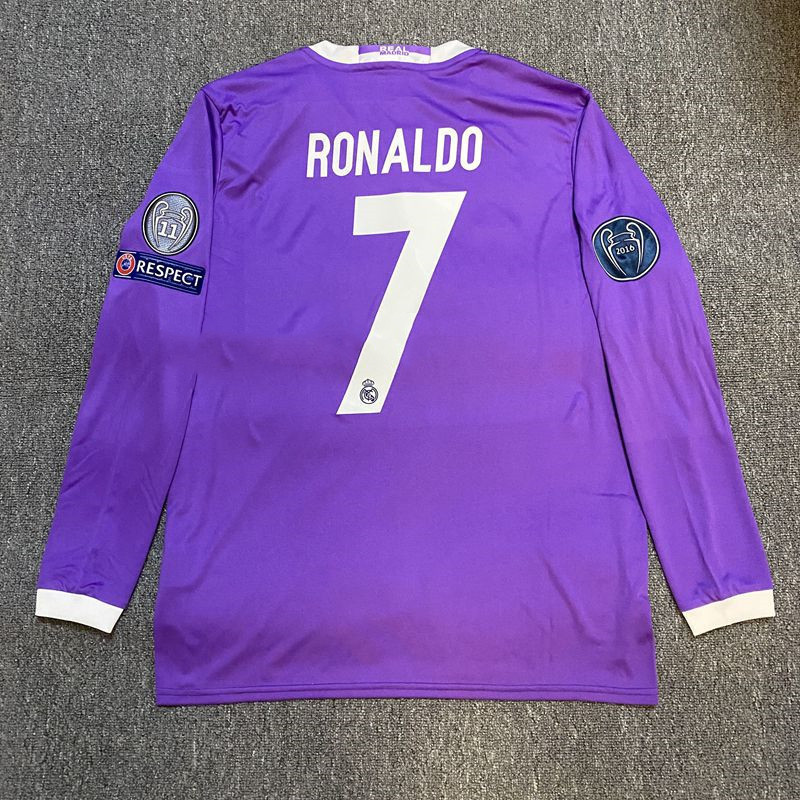 2016 2017 Real Madrids Sân khách Tím Áo bóng đá nam trưởng thành CR7 Jersey-FG001