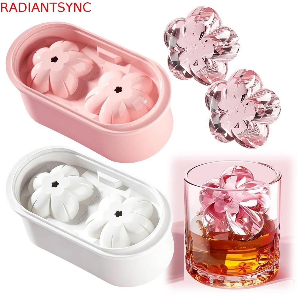 RADIANTSYNC Cherry Blossoms Ice Cube Tray, 2 Khoang Dễ Dàng Tháo Hoa Đá Khuôn, Nhựa Chống Dính Dễ Th