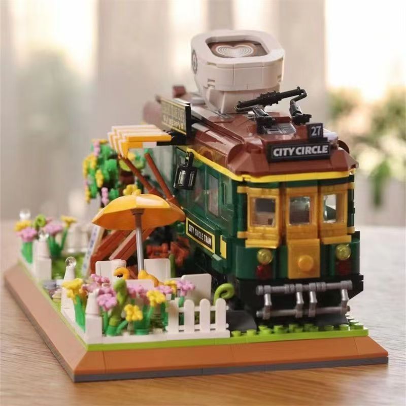 Retro Đường Phố Cảnh Series Xe Lửa Cà Phê Sáng Tạo Mini-Shop Trẻ Em Khối Xây Dựng Đồ Chơi DZ6002