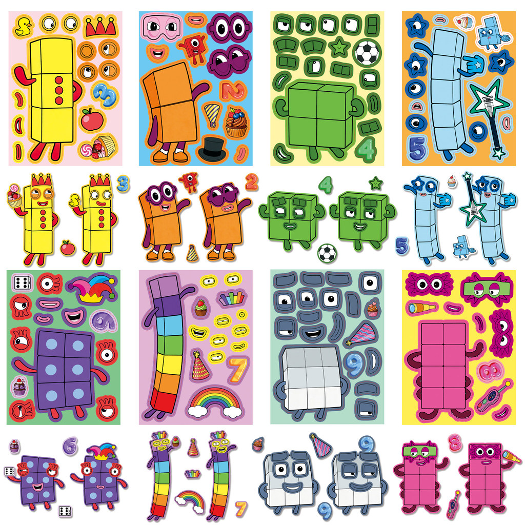8 Miếng Numberblocks Numberblocks Miếng Dán Hoạt Hình Đồ Chơi Trẻ Em diy Miếng Dán Trang Trí