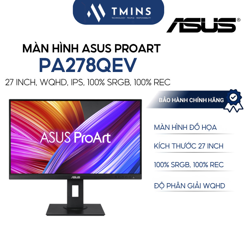 Màn hình ASUS ProArt PA278QEV 27 inch, IPS, WQHD, 100% sRGB, 100% Rec. 709  - Bảo hành 36 tháng