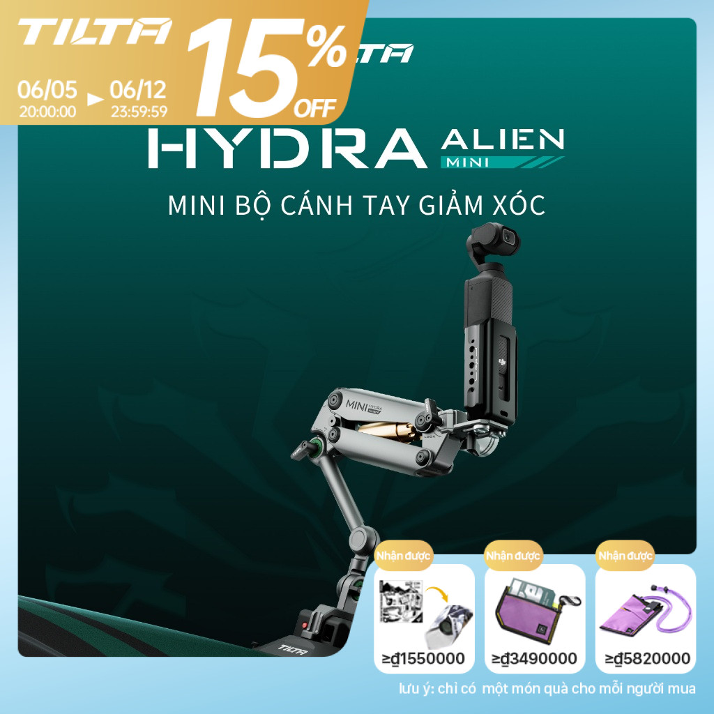 TILTA Hydra Alien Mini Người Ngoài Hành Tinh Treo Xe Giảm Chấn Cánh Tay Theo Dõi Chuyển Động Camera 