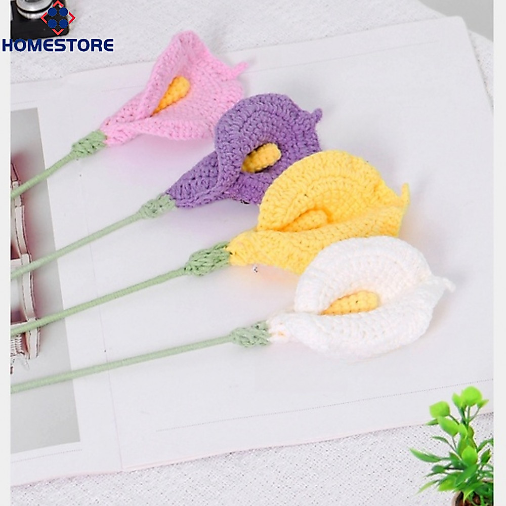 [Homestore]Handmade Crochet Calla Lily Flower Bouquet Artificial Flower Home Office