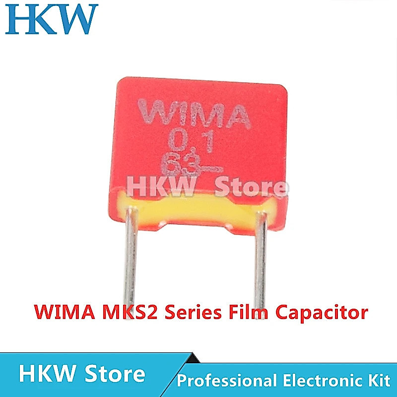 5 Chiếc Chính Hãng WIMA 0.1UF 63V RED MKS2 5MM Tụ Điện Phim Hi-Fi Tụ Âm Thanh 63V 104 / 100NF / 0.1U