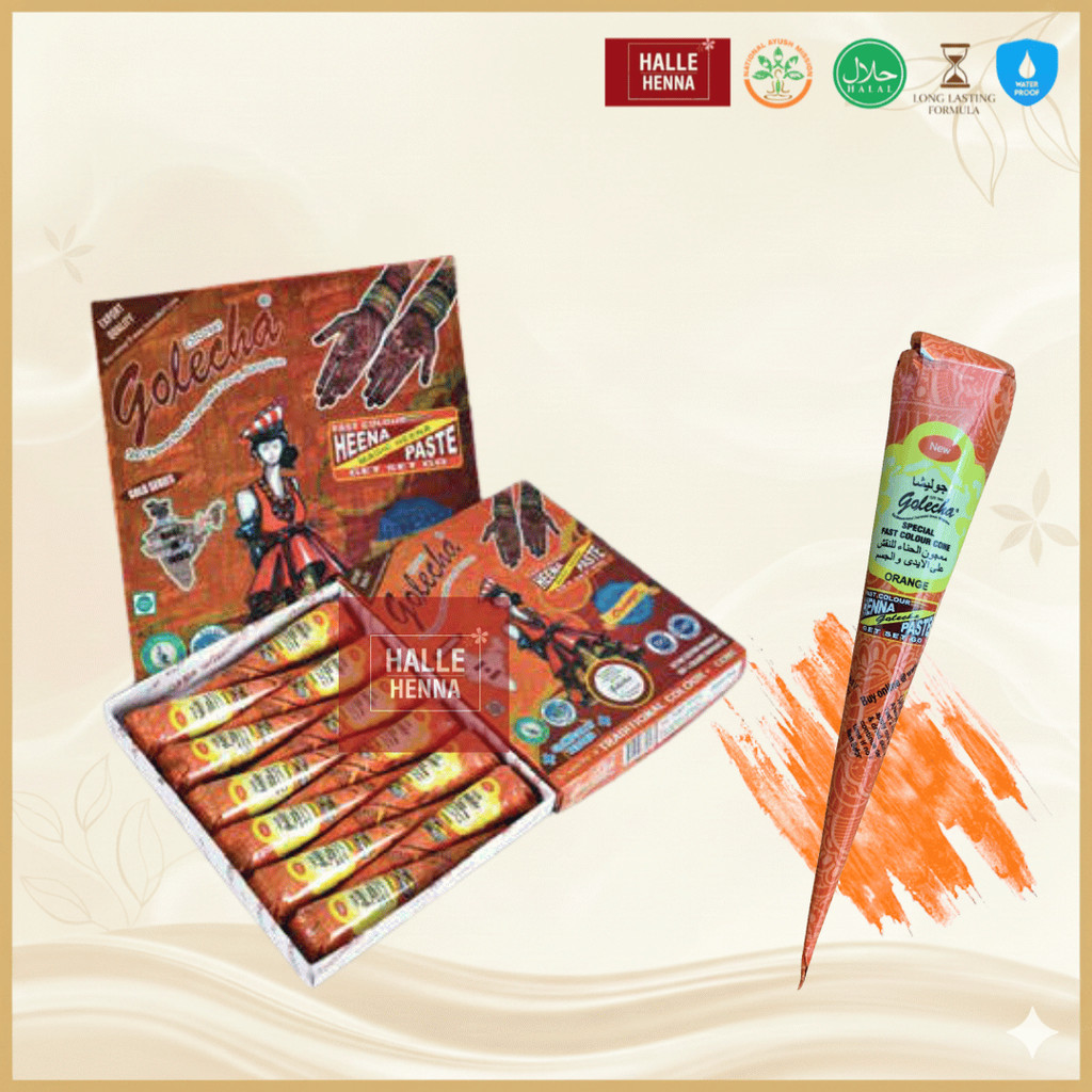 Mực Vẽ Henna GOLECHA Màu Cam Chính Hãng Ấn Độ – Orange Henna Cone Dễ Vẽ, Màu Tươi Đẹp