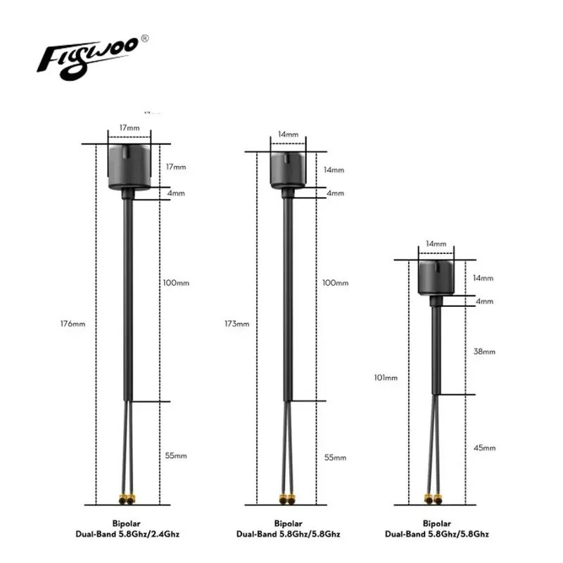 HB Flywoo Bipolar Dual Band 5.8Ghz / 2.4Ghz Ăng-ten V2 Tương thích với O3 / O4 PRO cho FPV Drone DIY