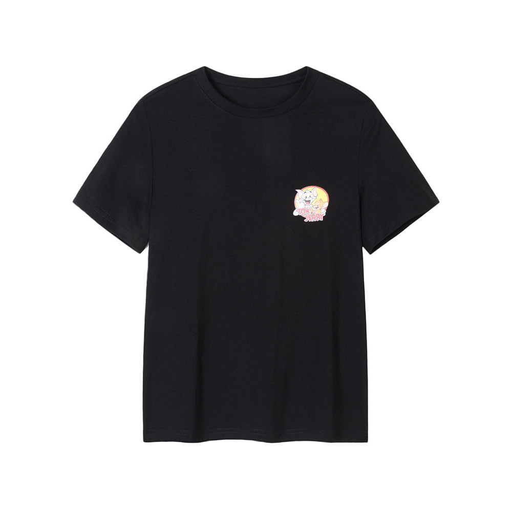 Thương hiệu jian Nữ Mùa Hè Áo Thun Nữ Băng Oxy Cotton Hoạt Hình In Hình Áo Thun Thoải Mái Thoáng Khí