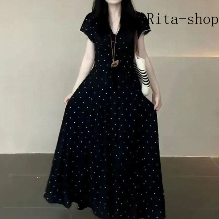 [Pre-Order] Váy Maxi Đen Họa Tiết Hoa Nhí Phong Cách Hepburn Pháp Thanh Lịch Tôn Dáng Cho Nữ | BigBuy360 - bigbuy360.vn