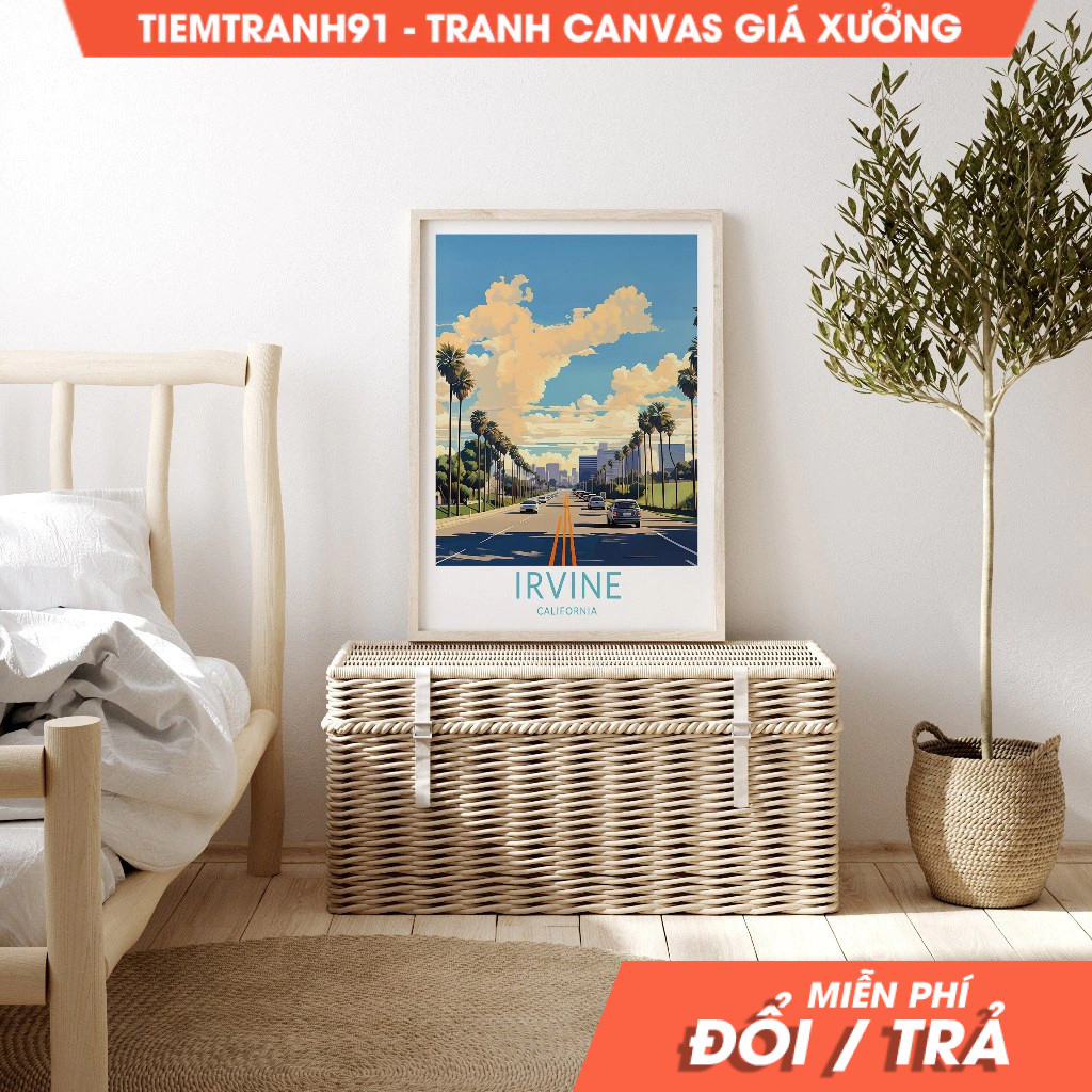 Tranh treo tường, Irvine California Travel, Irvine Orange County Poster, Traveler City Wall Art,Oran