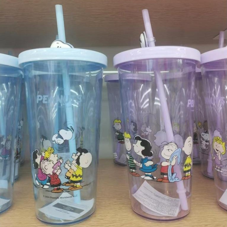 MINISO MINISO Chính Hãng Snoopy Di Động Đậu Phộng Hoạt Hình Cốc Lật Rơm Cốc Charlie An Toàn Không Mù
