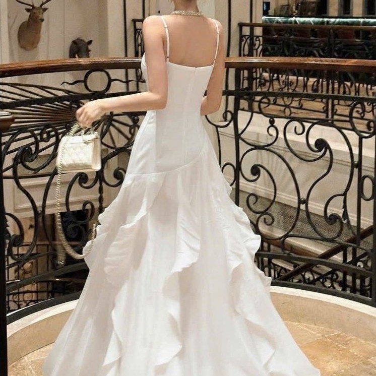 LUNA BOUTIQUE' DP15 ĐẦM PHI 2 DÂY BÈO TUA RUA