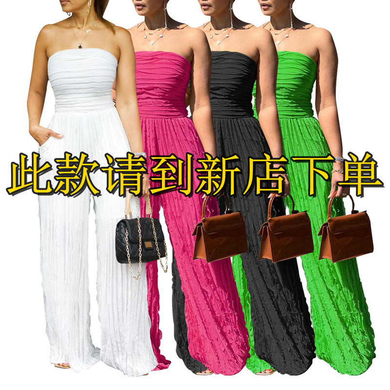 AL312 Áo Liền Quần Nữ Eo Cao Gợi Cảm Ống Top Không Tay Ống Rộng Thường Ngày Kỳ Nghỉ Tiệc Mùa Hè