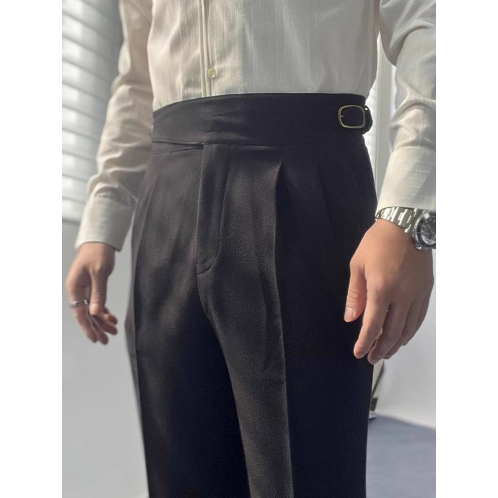 Nam Nhẹ Trưởng Thành Thẳng Cao Cấp Quần Naples Công Sở Slim fit Màu Trơn Tính Khí Gurkha Quần