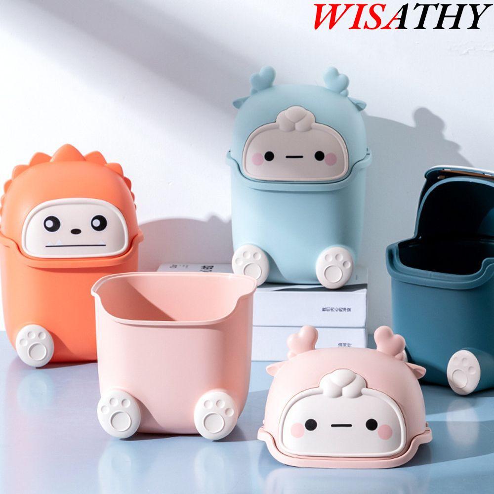 WISHY Thùng Rác Đa Năng Sáng Tạo Phòng Khách Hoạt Hình Dễ Thương Giỏ Rác Mini